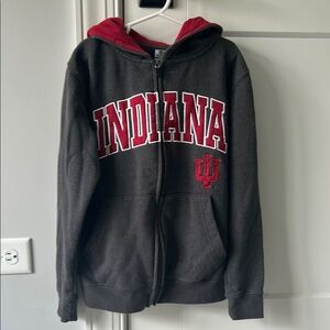 Youth Indiana Hoosiers Full Zip Charcoal and Crimson Hoodie